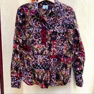 CHICO’S Snap Front Long Sleeve Blouse Top Size 12 Medium
